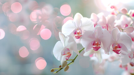 Fototapeta premium Soft Focus Orchid Blooms in a Tropical Garden