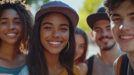 Fototapeta premium Friendly Group of Teenagers on a Campus