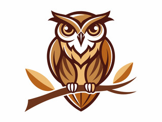 Elegant wise owl bird perch logo t-shirt