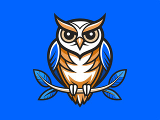 Elegant wise owl bird perch logo t-shirt