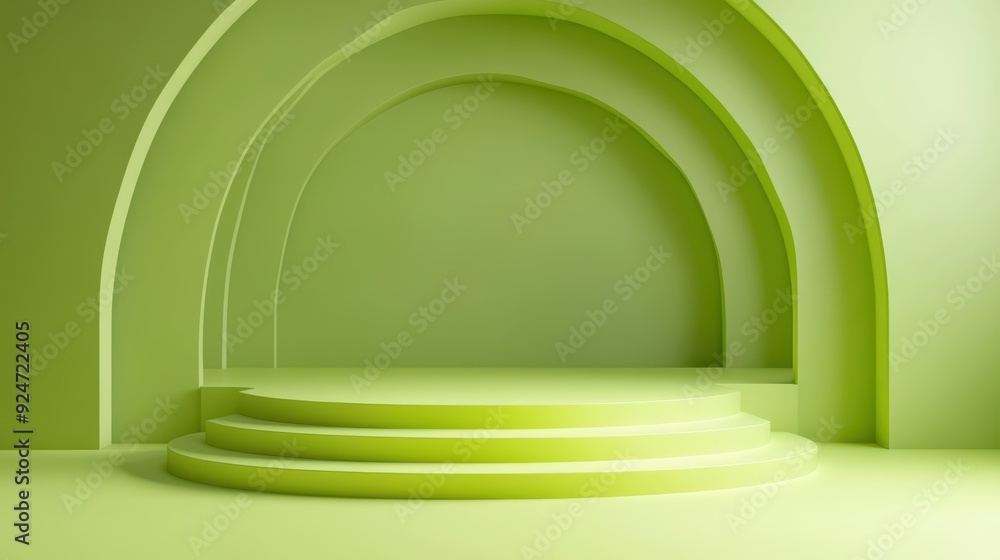 Aufkleber minimalist lime 3d podium with clean lines and soft shadows on plain background