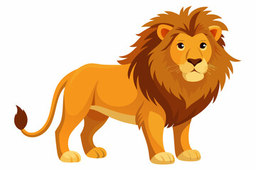 Obraz premium Cartoon illustration of a lion standing on a white background