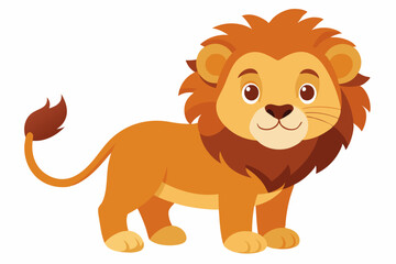 Cartoon Illustration of a Friendly Brown Lion