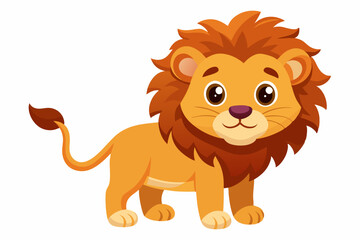 Obraz premium Cartoon Illustration of a Friendly Lion