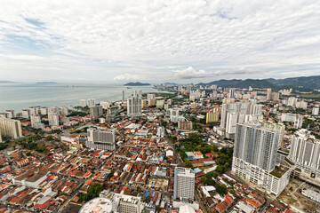 Aerial view of Georgetown city, Penang, Malaysia