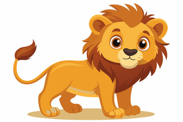 Obraz premium Cartoon Illustration of a Cute Lion Cub