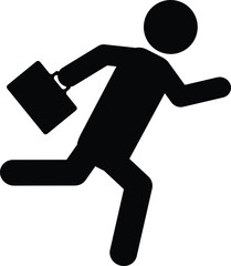 Businessman running with briefcase icon. Person with briefcase sign. Businessman running symbol. flat style.