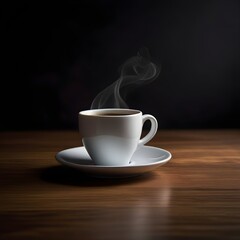Obraz premium cup of coffee on a dark background