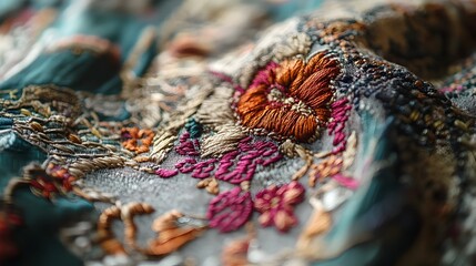 Obraz premium Intricate Embroidery in a Textile Workshop