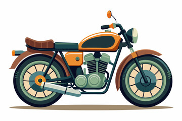 Obraz premium Vintage Orange Motorcycle with Chrome Exhaust and Spoked Wheels