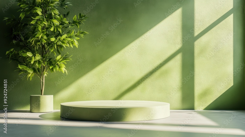 Aufkleber modern lime 3d podium with minimal design and clean lines, featuring smooth texture and subtle shado