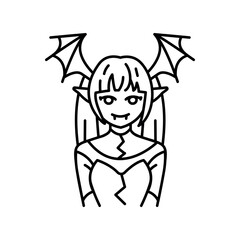 Horror genre of manga color line icon. Character in anime style.