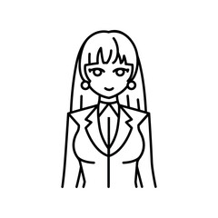 Josei genre of manga color line icon. Character in anime style.