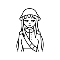 Historical genre of manga color line icon. Character in anime style.