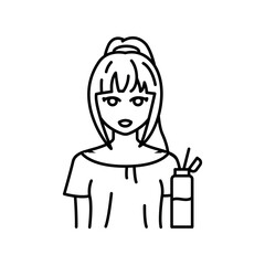 Slice of Life genre of manga color line icon. Character in anime style.