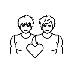 Yaoi genre of manga color line icon. Character in anime style.