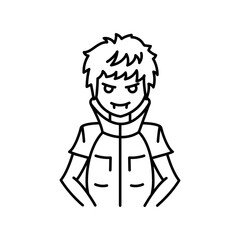 Supernatural genre of manga color line icon. Character in anime style.