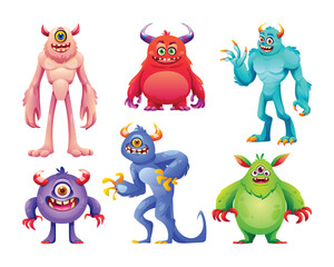 Set of funny and cute monster character. Vector cartoon illustration isolated on white background © YG Studio
