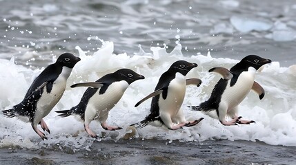 Obraz premium group of penguins, adelie penguin 