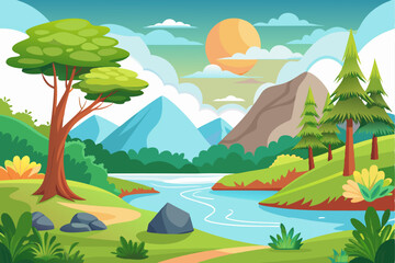 Serene Mountain Landscape with a Winding River