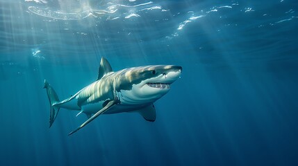 Fototapeta premium Great white shark under the sea