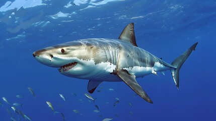 Fototapeta premium Great white shark under the sea