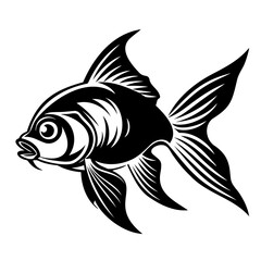 Ornate Black and White Goldfish Illustration