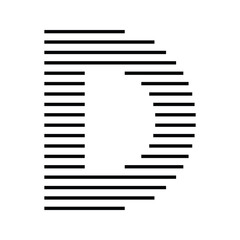 Letter D Logo with Abstract Line Pattern Isolated On White Background