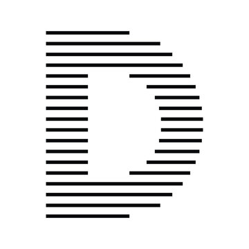 Letter D logo with abstract geometric horizontal parallel lines