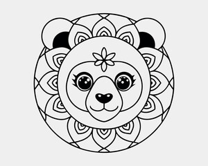 Panda Line art design 