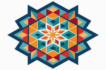 Colorful Geometric Mandala with Triangles and Squares