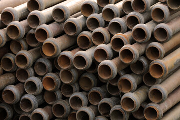 Water pipes irrigation on the field in agriculture