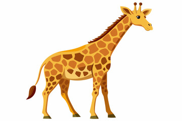 Naklejka premium Cartoon Illustration of a Giraffe Standing on a White Background