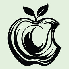 A Apple silhouette vector art,
