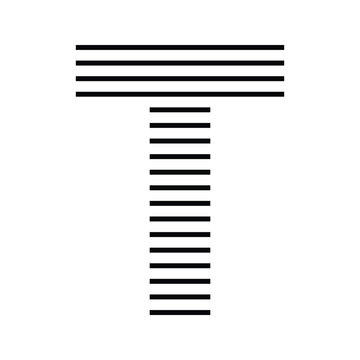 Letter T logo with abstract geometric horizontal parallel lines