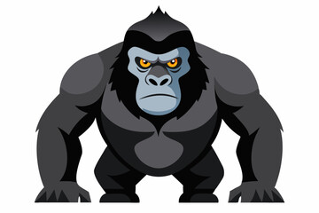 Naklejka premium Cartoon illustration of a menacing gorilla with orange eyes.