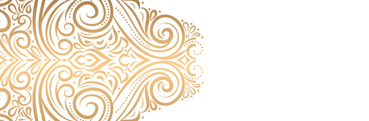 Gilded Harmony Blank White Vector Background Decorated With Gold Contour Of Lotus Mandala
