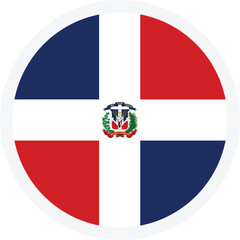 Flag of Dominican Republic. Round icon on transparent background. Flat style