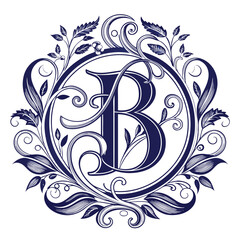 elegant monogram with letter b lettering