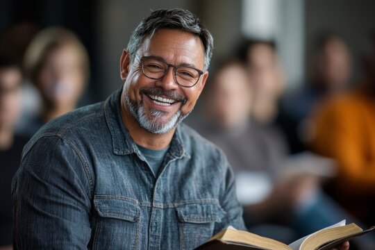Christian Preacher Leads Bible Study With Friends, Spreading Faith, Generative AI