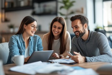 young couple is meeting with a financial planner, Generative AI