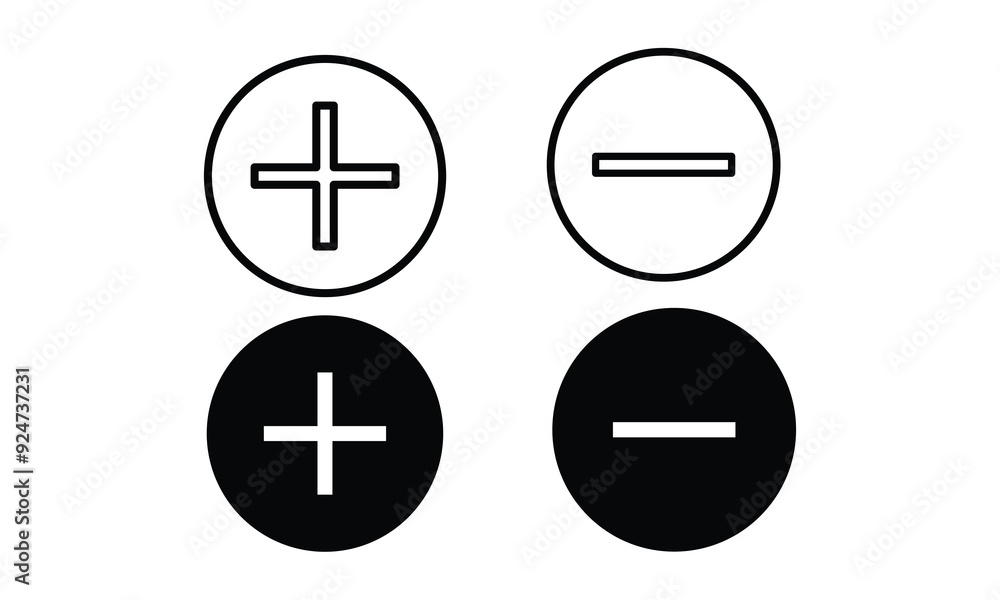 Poster plus and minus icon vector for web and mobile app. plus and minus sign and symbol. add plus and subt