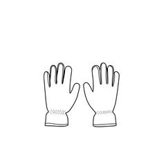 Obraz premium Pair of winter gloves. Vector illustration. Winter gloves line art. Isolated on a white background.