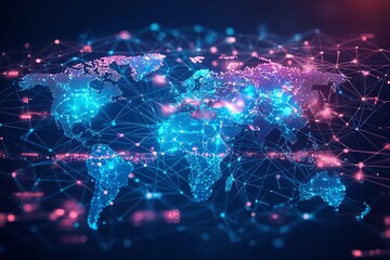 Obraz premium Global Digital Business Network Connection Illustration created with Generative AI
