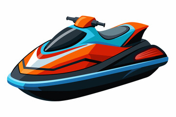 Orange and Blue Jet Ski with Black Accents