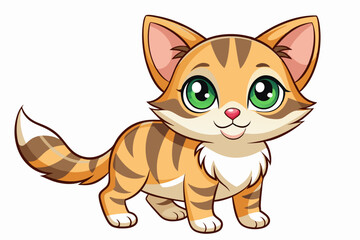Fototapeta premium Cartoon illustration of a cute orange and brown tabby cat with green eyes