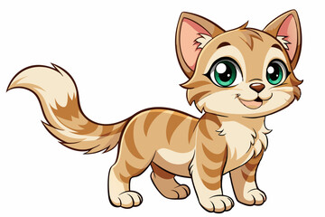 Adorable Cartoon Cat with Green Eyes and a Big Smile