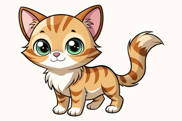 Fototapeta premium Cartoon Illustration of a Cute Orange Tabby Cat with Large Eyes