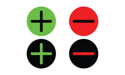 Fototapeta premium plus and minus icons set in green and red color. Calculator icon, you can use for commercial. 