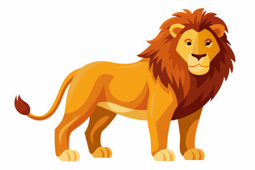 Obraz premium Cartoon Illustration of a Standing Lion with a Full Mane